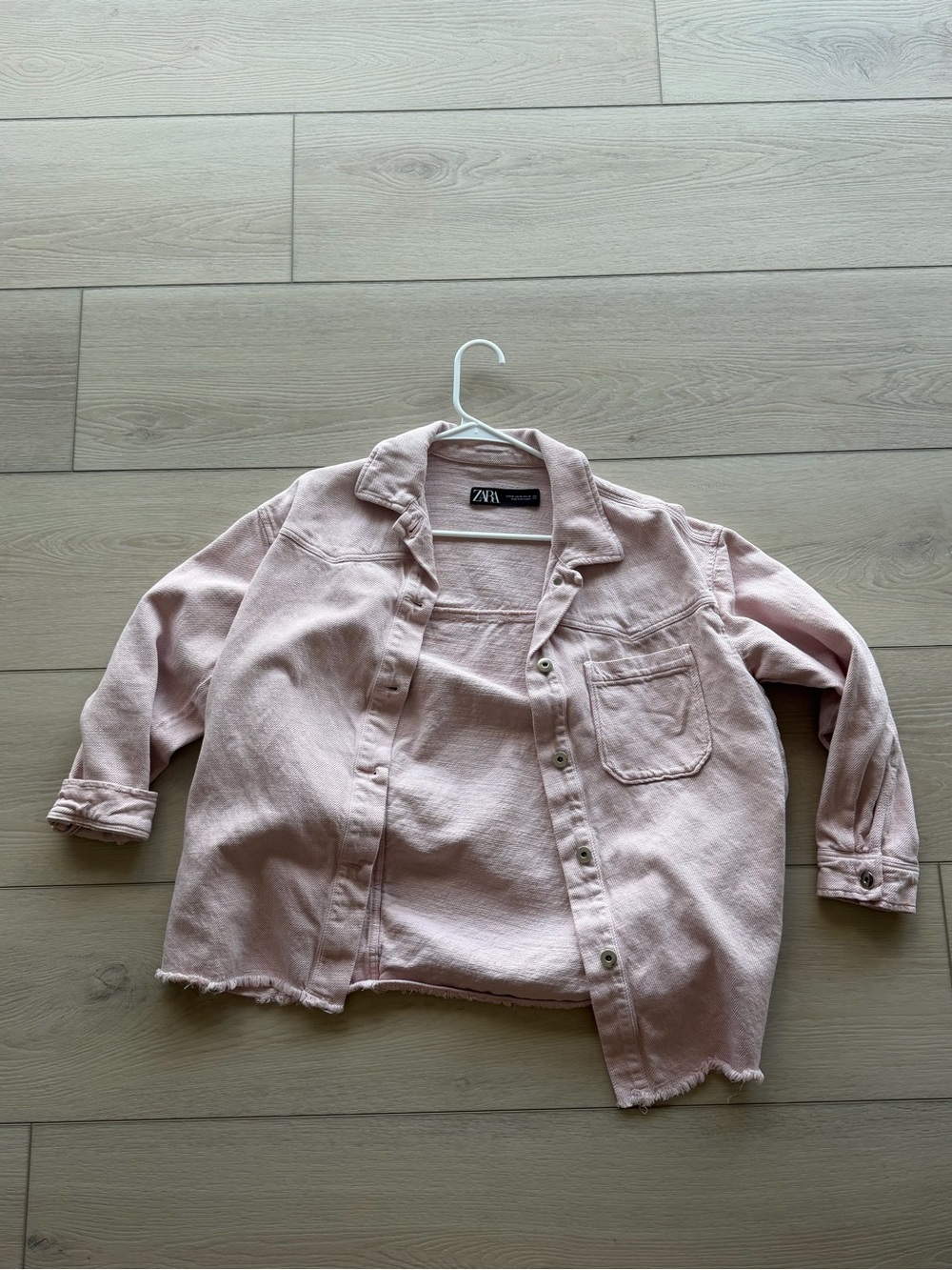 Zara women’s Pink Button-Up Shirt Jacket